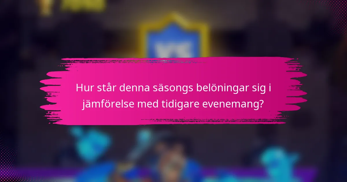 Hur står denna säsongs belöningar sig i jämförelse med tidigare evenemang?